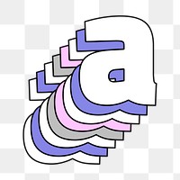 Layered letter a lowercase png stylized typography