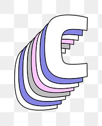 Layered letter c png pastel stylized typography