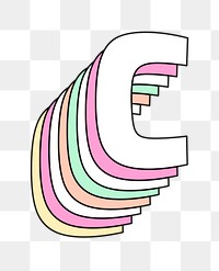 Layered letter c png pastel stylized typography