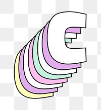 Layered letter c png pastel stylized typography