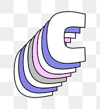 Layered letter c png pastel stylized typography