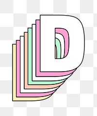 Layered letter d png pastel stylized typography