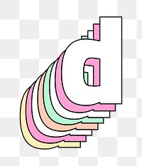Layered letter d png pastel stylized typography