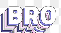 Bro layered typography png retro word