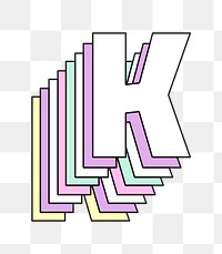 3d layered k letter pastel stylized typography