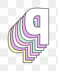 3d layered q letter pastel stylized typography