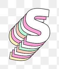 3d layered s letter pastel stylized typography