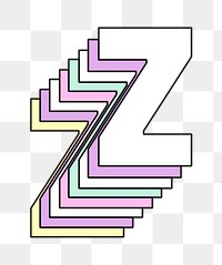 3d layered z letter png pastel stylized typography
