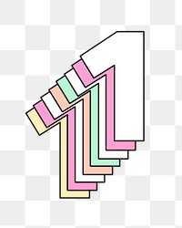 Retro 3d pastel one png number typography