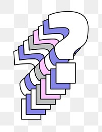 Layered question mark png pastel retro typeface