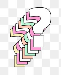 Layered question mark png pastel retro typeface