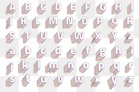 Alphabet set png layered pastel stylized typography