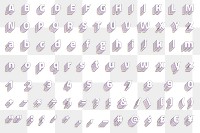 Layered font png alphabet pastel set stylized typography