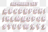 A-z set alphabet png vintage pastel stylized typography