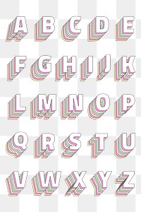 Alphabet 3d set png pastel stylized typography