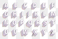 Pastel png layered alphabet set stylized typography