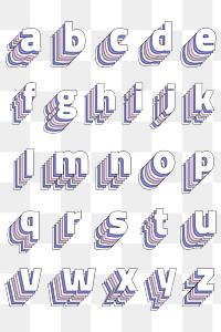 Transparent alphabet set layered pastel stylized typography