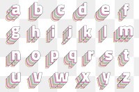 Layered transparent alphabet pastel set stylized typography