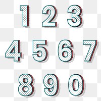 Png number 3d halftone set typography