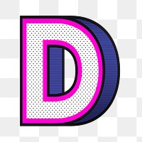 Letter Dpng isometric halftone effect typography