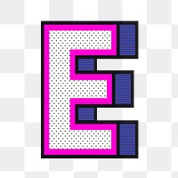 Letter E png 3d halftone effect typography