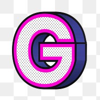 3D letter G png isometric halftone style typography
