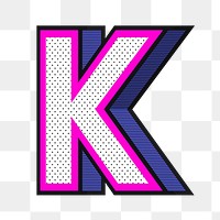 3D letter K png isometric halftone style typography