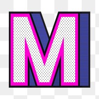 Letter M png 3d halftone effect typography