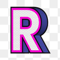 Letter R png isometric halftone effect typography