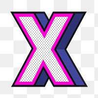 Letter X png isometric halftone effect typography