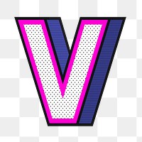 Letter V png isometric halftone effect typography