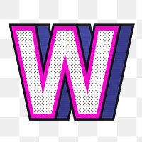 Letter W png 3d halftone effect typography