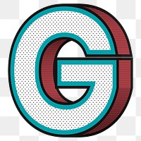 Letter G png isometric halftone effect typography