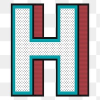 3D alphabet H png isometric halftone style typography