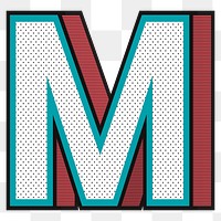 3D letter M png isometric halftone style typography