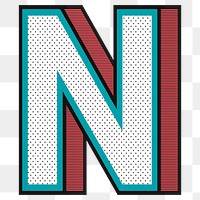 Letter N png 3d halftone effect typography 
