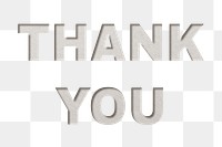 Thank you word png paper cut typography