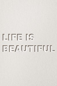 Life is beautiful png 3d paper cut font typography