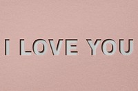 Png word I love you paper cut font typography