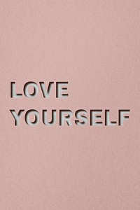 Png word love yourself paper cut font typography