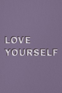 Png text love yourself typeface paper texture