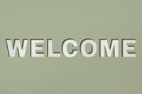 Png word welcome paper cut font typography