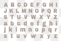 Png alphabet set paper cut typography clipart