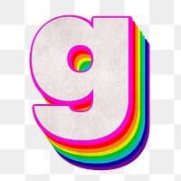 Png alphabet g 3d vintage rainbow font typography