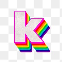 Png alphabet k 3d vintage rainbow font typography