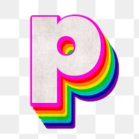 Png alphabet p 3d vintage rainbow font typography