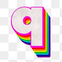 Png alphabet q 3d vintage rainbow font typography
