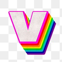 Png alphabet v 3d vintage rainbow font typography