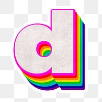 Png alphabet d 3d typeface rainbow pattern