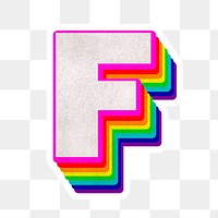 Png f font 3d rainbow typeface paper texture